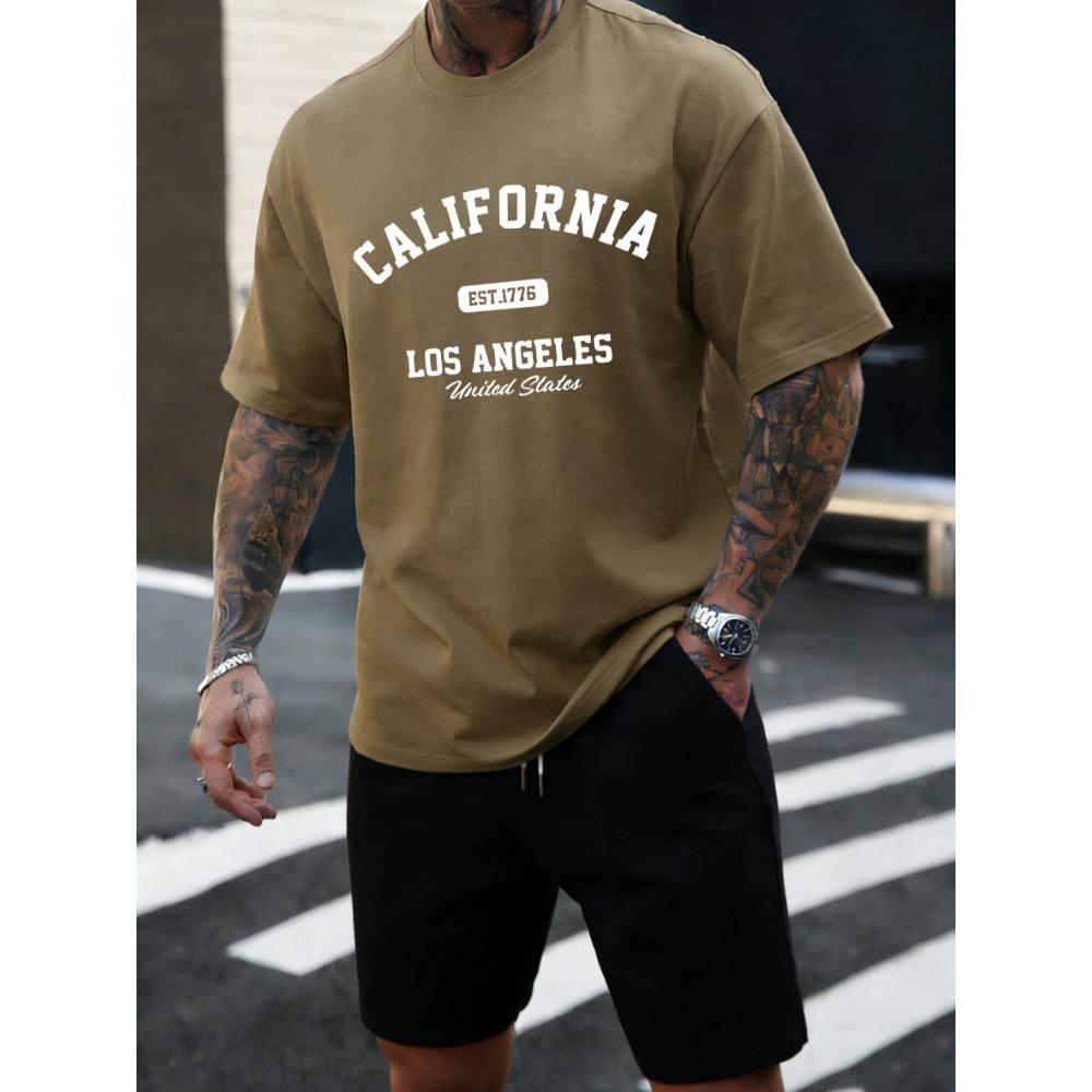 California Los Angeles Est 1776 Men T Shirts Retro Fashion Soft Short Sleeve Summer Comfortable T-Shirt Unisex Loose Top