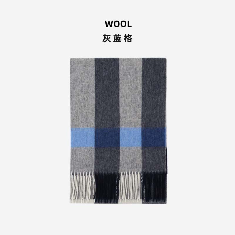 Bufanda de lana 100 % de estilo británico para mujer, otoño e invierno, con tacto de alta gama, versátil chal grueso con borlas a cuadros para hombre.