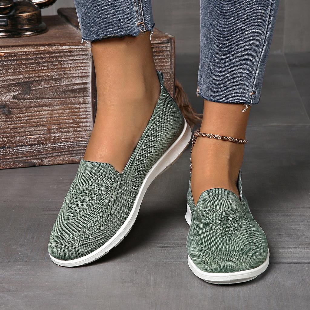 Frühling Sommer Neue Fliegenweberei Slip-On Schuhe Leichte Atmungsaktive Flache Loafer