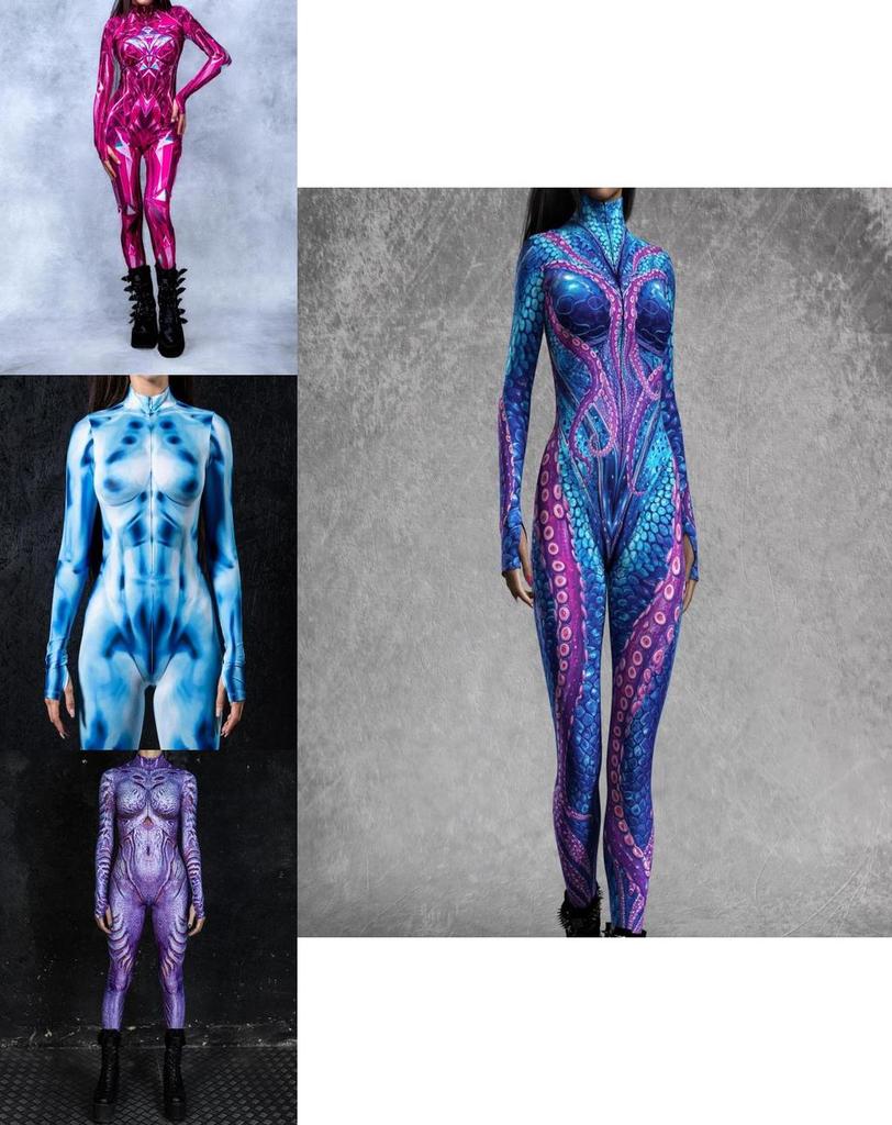European Fantasy Halloween Costume Jumpsuit With 3d Digital Print For Cosplay Enthusiasts