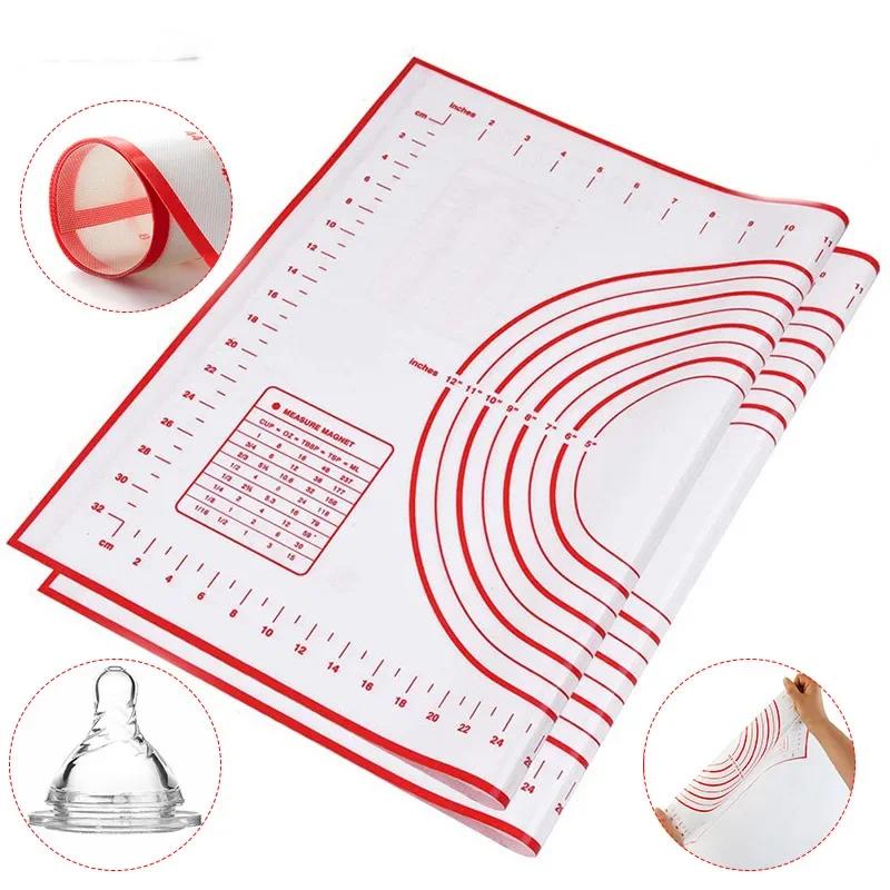 Oversize 80/70/60/30cm Silicone Baking Mat Rolling Kneading Pad Pastry Tools Crepes Pizza Dough Non-Stick Kitchen Silicone Mat