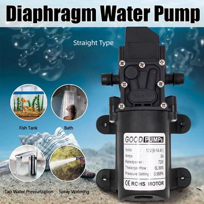 DC12V 130PSI 6 l/min, wysokociśnieniowa membranowa pompa wodna, mikroelektryczna pompa wodna