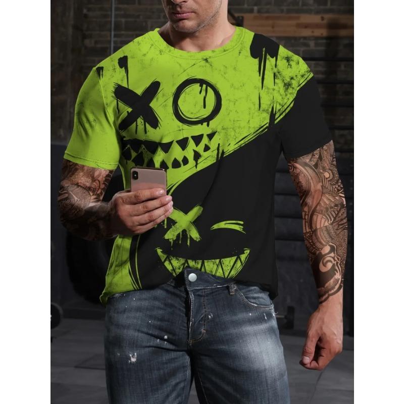 Street Fashion T-Shirt For Men Short Sleeve Hip Hop Print Tee Shirt Handsome Male T Shirt Pullover Man Oversized Clothing 2024