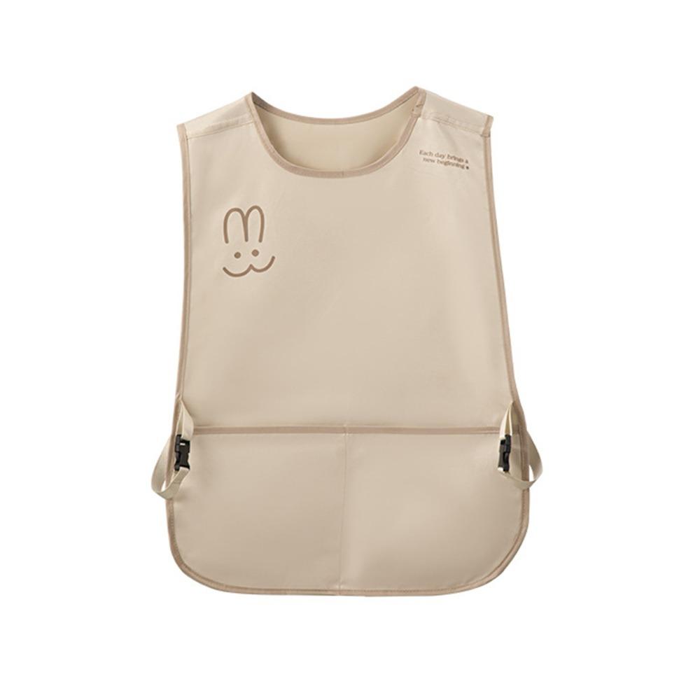 

Waterproof Sleeveless Apron Wipeable Hands Coffee House Uniform for Cooks and Servers Beige-Without hand wipe