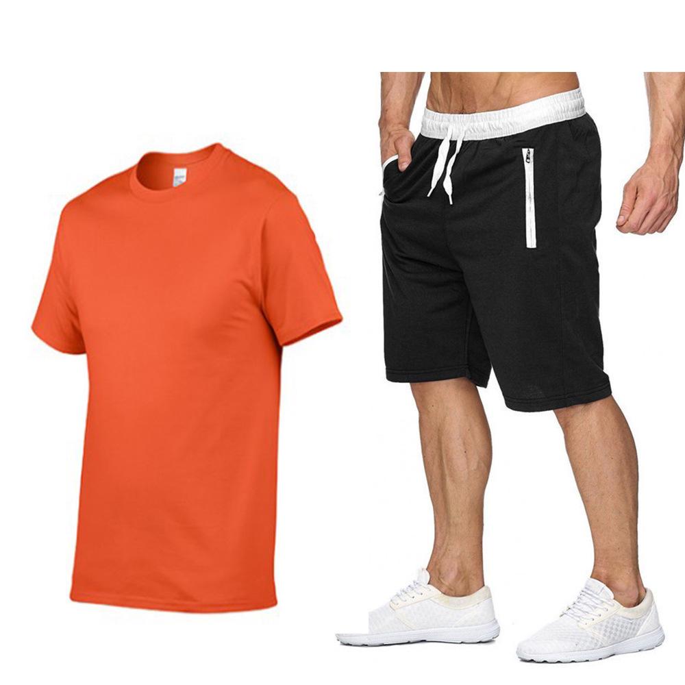 Men's Summer Fashion Solid Color T-shirt and Shorts Set - Short Sleeve Hot Seller