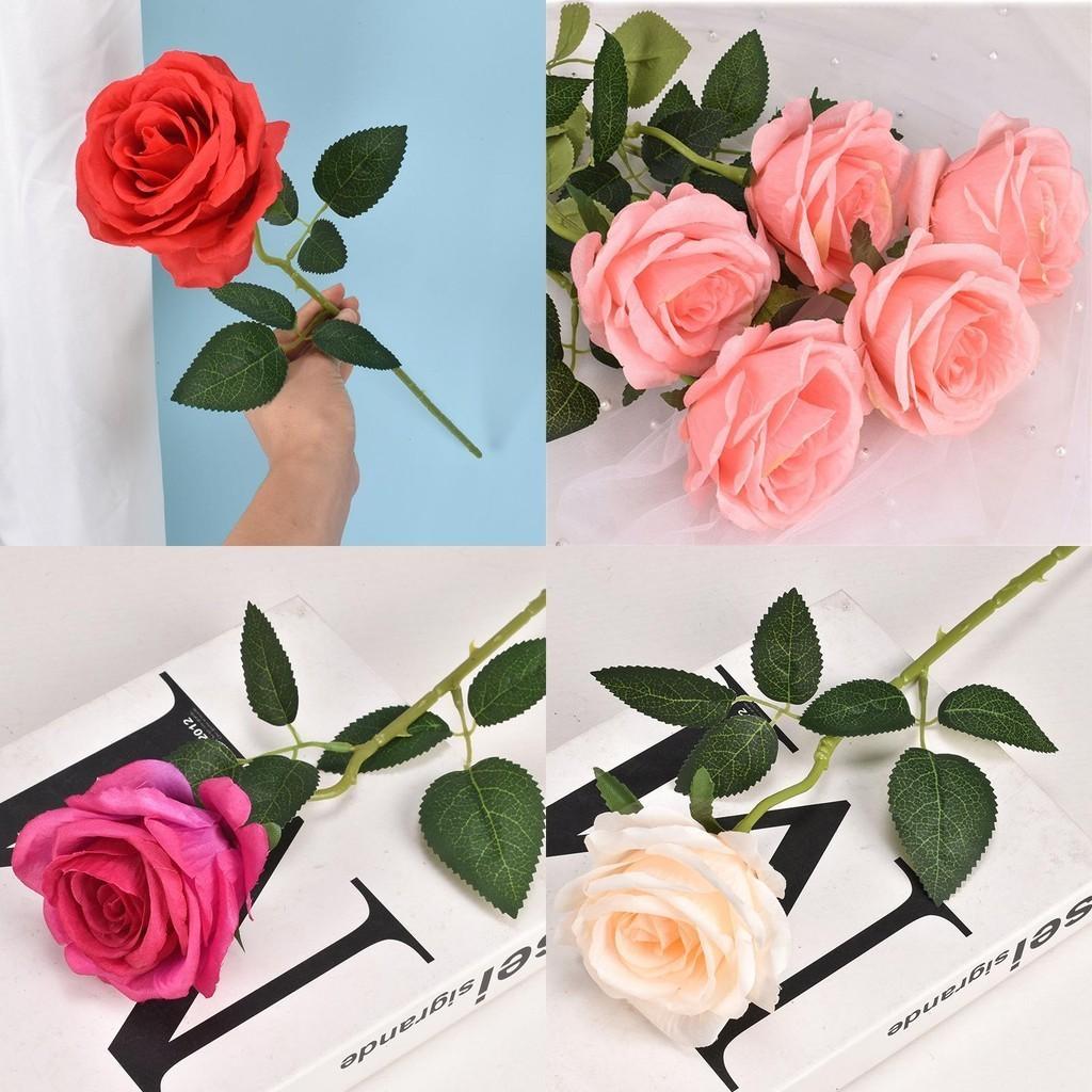 Luxurious 50cm Long Stem Artificial Roses Stunning Blooming Silk Flowers For Events
