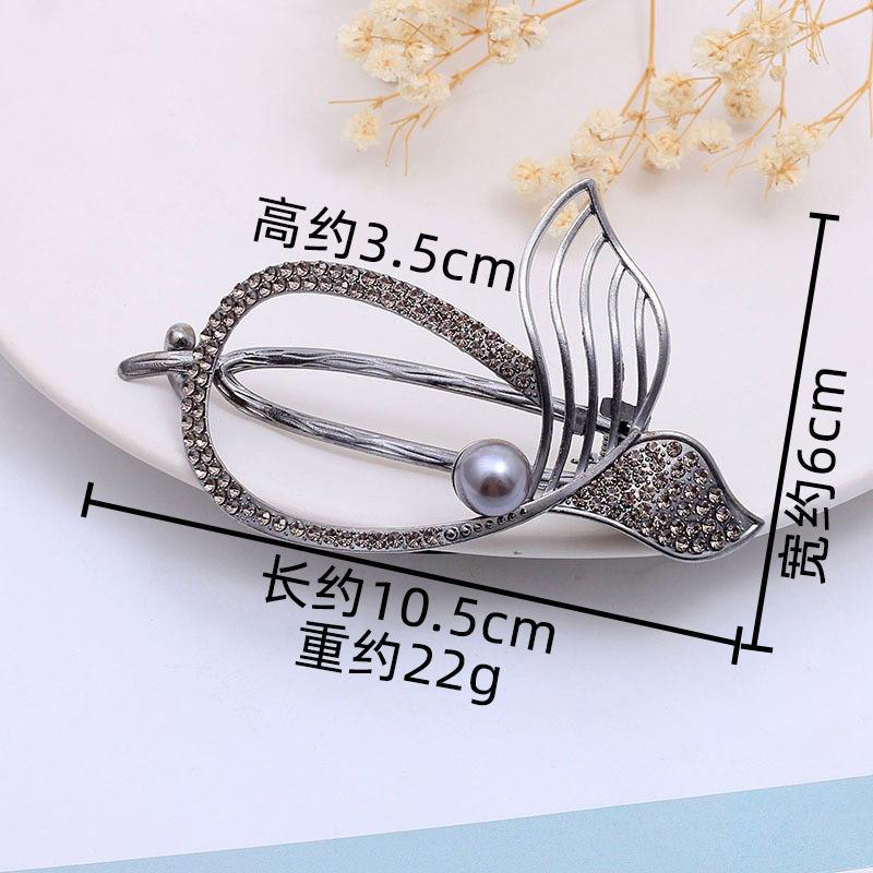 Hair Accessories Fishtail Plate Hairpin Twist Clip Hairpin, Rhinestone Alloy Ponytail Grab Clip Hairpin Popular General Merchandise