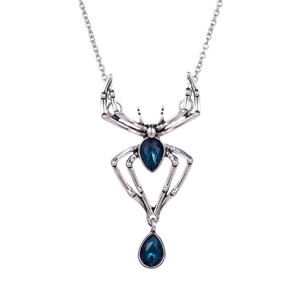 Gothic Crystal Spider Necklace For Women Girl Punk Accessories Halloween Jewelry Vintage Goth Choker Collar insect Necklaces