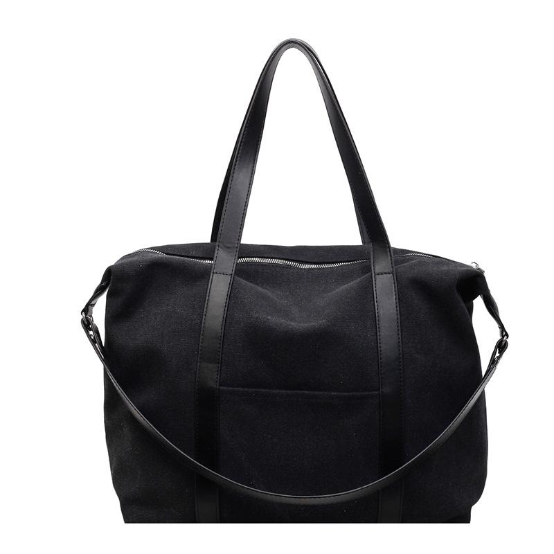 Canvasväska med stor kapacitet i koreansk stil: Trendig avslappnad axel- och crossbodyväska för daglig pendling och resor