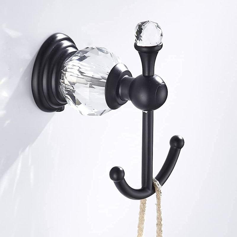 

Black Bathroom hardware Sets Brass Crystal Retractable Towel Bar Wall Mounted Paper Rack Bathroom Hardware Set