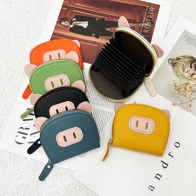 Poșetă drăguță pentru monede, mini porc de desene animate, din piele PU, cu fermoar, genți pentru monede Suport card pentru fete, portofele portabile pentru schimbarea cheilor, cadou pentru copii