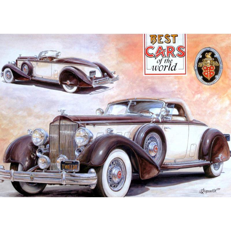 Framed Western Antique Car Poster for Bedroom or Bar Décor