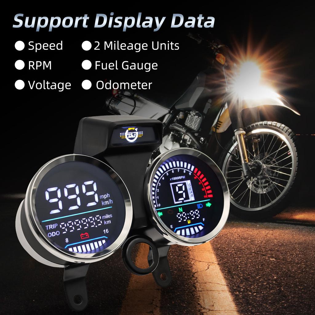 12V Motorcycle Speedometer Odometer Gauge Gear Indicator Digital LCD Instrument MPH km/h Digital Gauge For Suzuki GN125/150