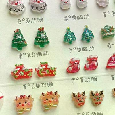 30 Pcs Cute Mini Resin Cartoon Christmas Decorations Flatback Ornament Jewelry Making Manicure Hairwear Accessories