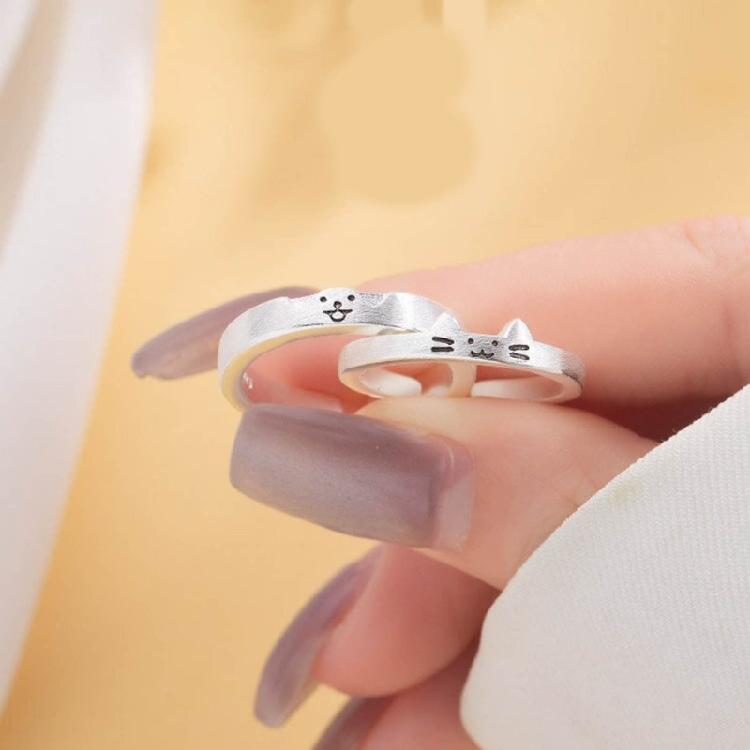 Fashionable Finger Rings Adornment Elegant Dog and Cat Shaped Rings for Couple