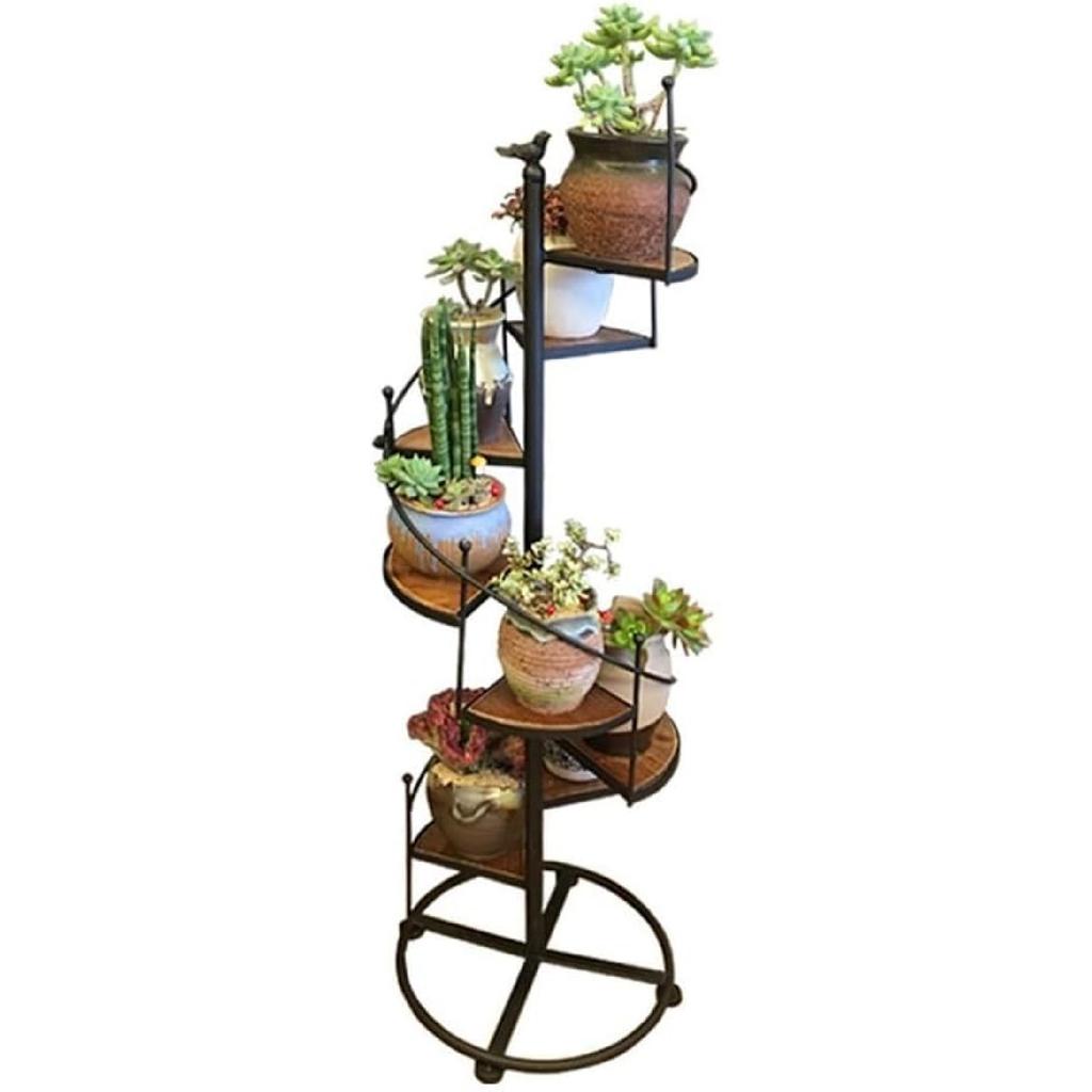 Decor Stair Shape Spiral Plant Stand for Holds 8-Flower Pot, Flower Pot Holder Planter Organizer Shelf, Multiple Rack Wrought Iron Plant Shelf for