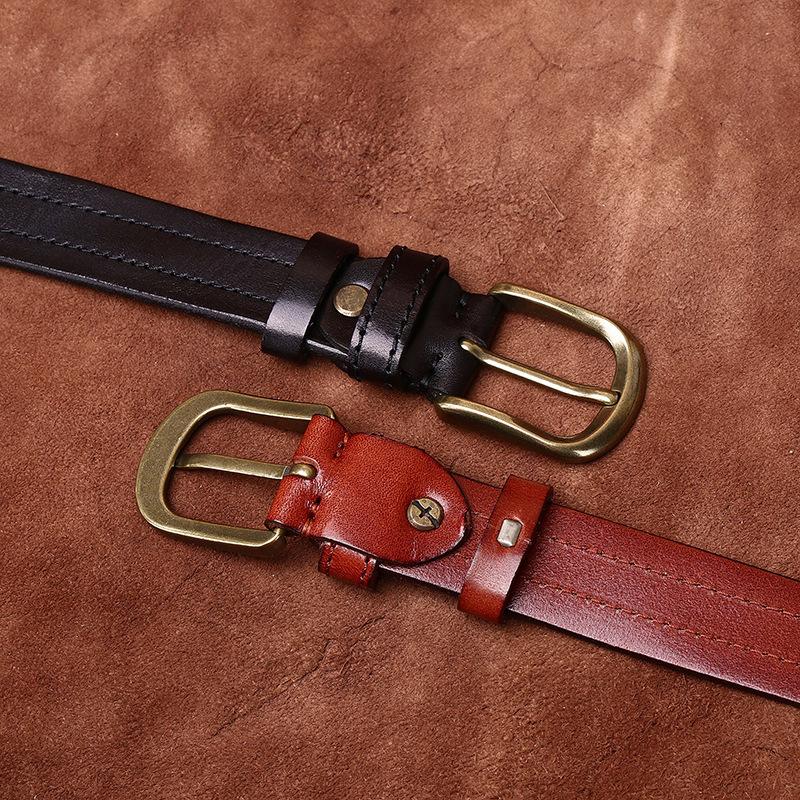 Men's Belt Retro Rub Colored Distressed Genuine Cattlehide Leather Surface Casual Denim Overalls Belt