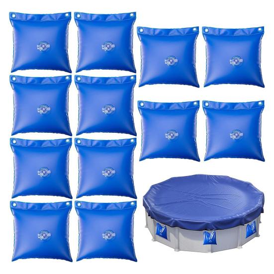Pool Cover Hanging Bag Leakproof Square Swimming Pool Cover Weights Thick PVC Water Bags for Above Ground Pool Cover Antifreeze Winter Tarp Weights