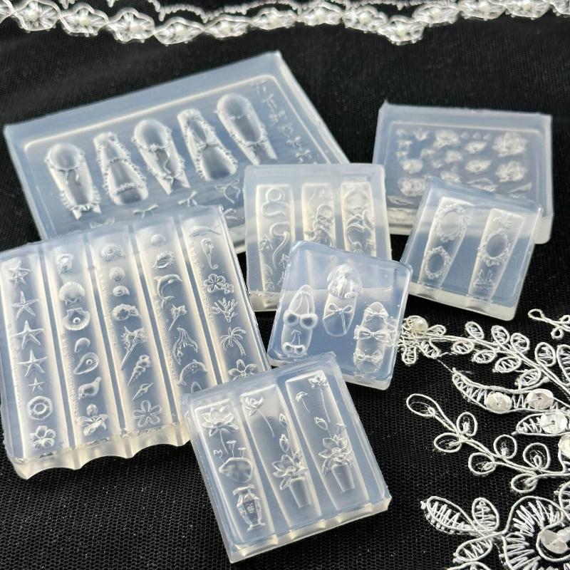 Creative Fun Bowknot Flower Nail Art Silicone Mould Handmade Nail Art Mold Decoration Cartoon Art Mold Diy Accessories Tool