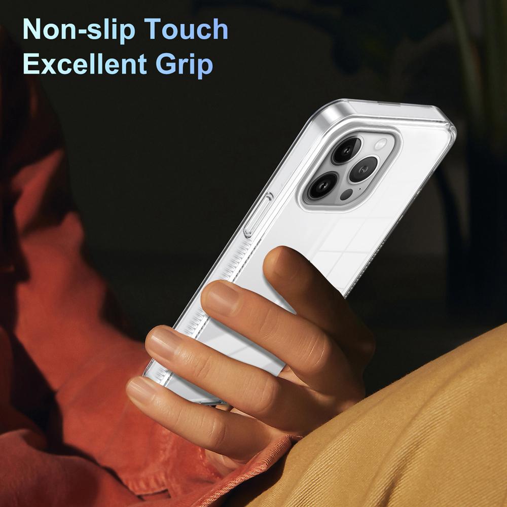 KEYSION Transparent Case for iPhone 12 Pro Max Soft TPU+PC Anti-slip HD Clear Shockproof Phone Cover for iPhone 11 Pro Max