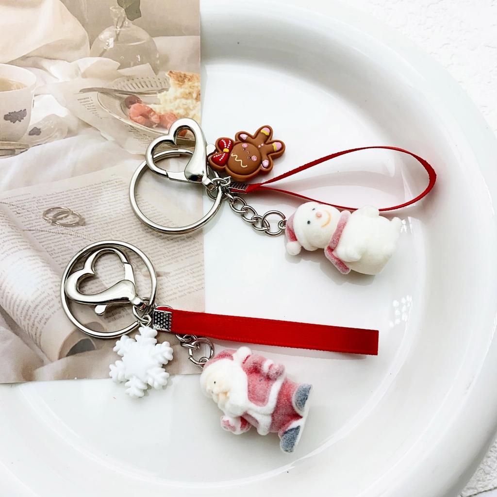 Charmante Samt Schneemann Schlüsselanhänger Festival Schneemann Schlüsselzubehör Plüsch Beflockung Schlüsselanhänger zum Personalisieren von Gegenständen