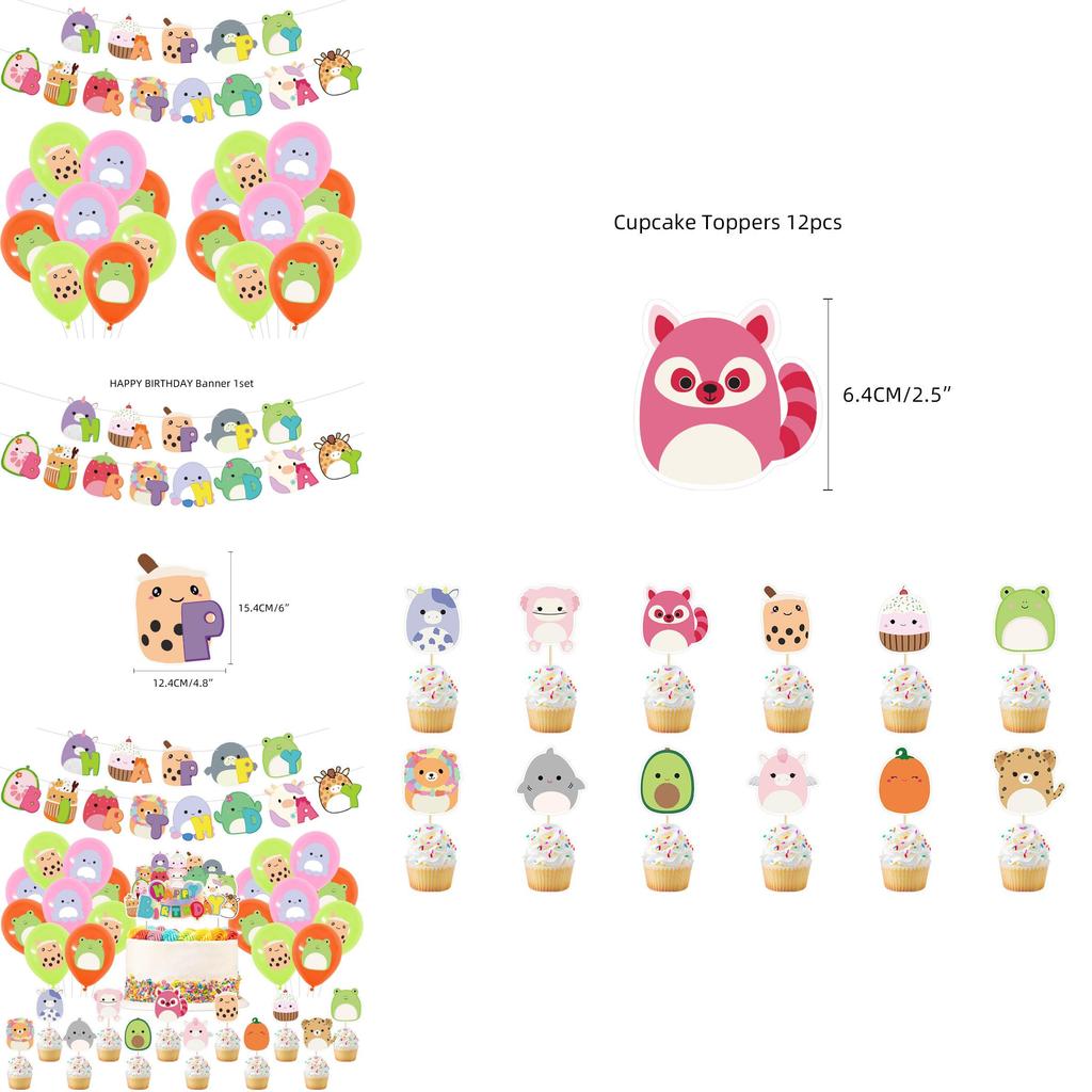 Cute Squishmallows Themed Party Supplies Includes Balloons Cake Topper And Banner