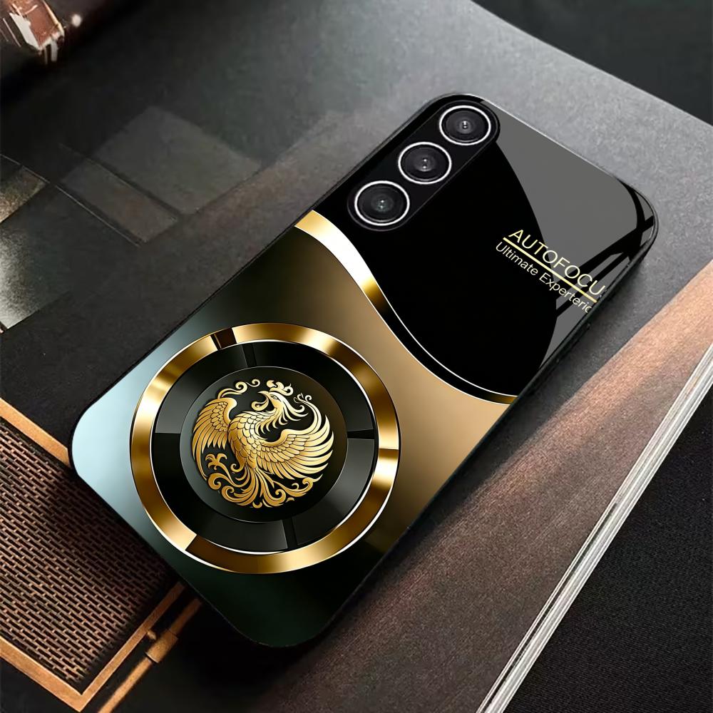 New Black Gold Phoenix Logo phone case glass s26 ultra case mobile phones for Samsung Galaxy S26 S25 S24 S23 S22 FE Ultra Plus