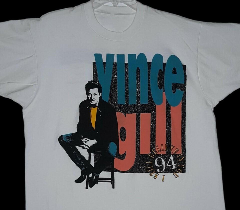 Vtg Vince Gill Concert Cotton White Full Size Men Women Tee Shirt S