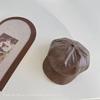 Children's PU Leather Korean Style Octagonal Beret - Unisex Retro Fashion for Autumn and Winter