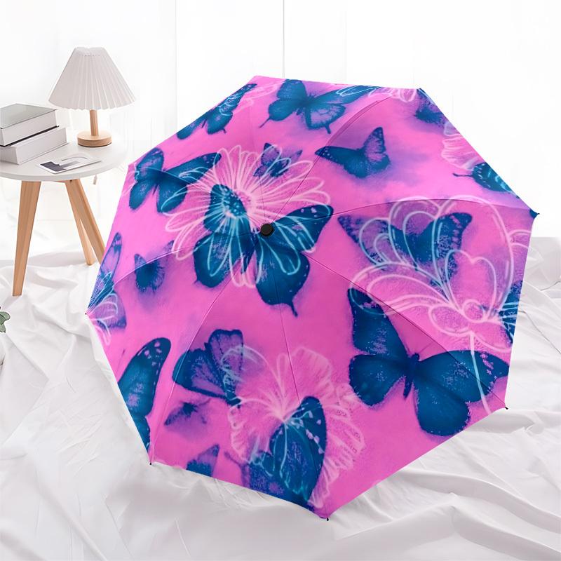 1pc Butterfly Floral Automatic Folding Umbrella - 8-Rib Automatic Open/Close, Large Canopy Birthday Festival Gift yy251217135