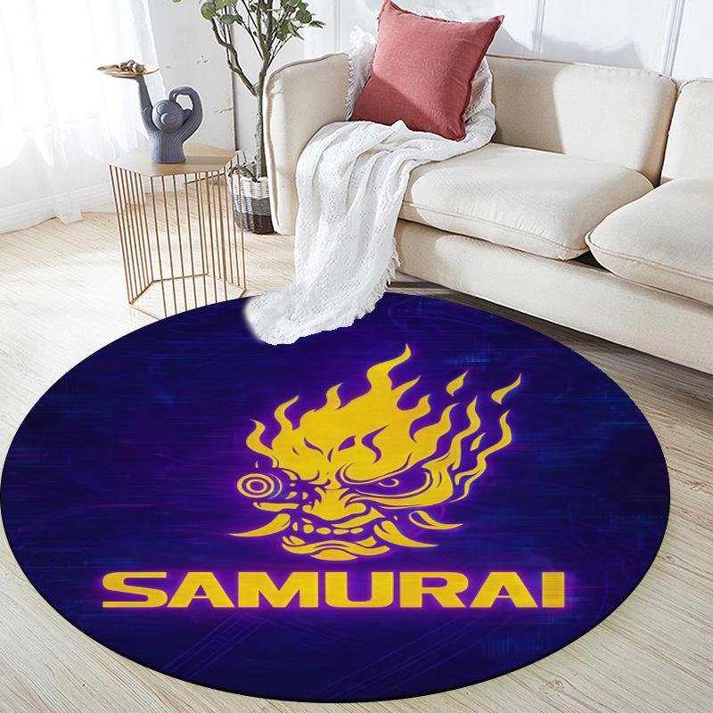 Cyberpunk 2077 pattern round rug,Carpet Rug for Living Room Bedroom Playroom ,Non-slip Floor Mat,Holiday Gifts and Birthday Gifts.