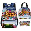 Classic Popular my singing monsters 3D Printed 3pcs/Set School Bags Travel Notebook Backpack portable Lunch bag Pencil Case