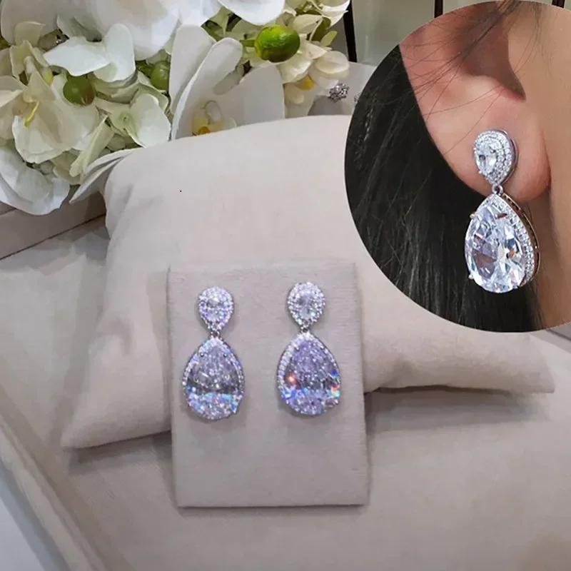 Luxury, High-End, Gorgeous Party, Water Droplet Zircon Earrings, Bride'S Wedding, Eternal And Dazzling Jewelry, Headwear