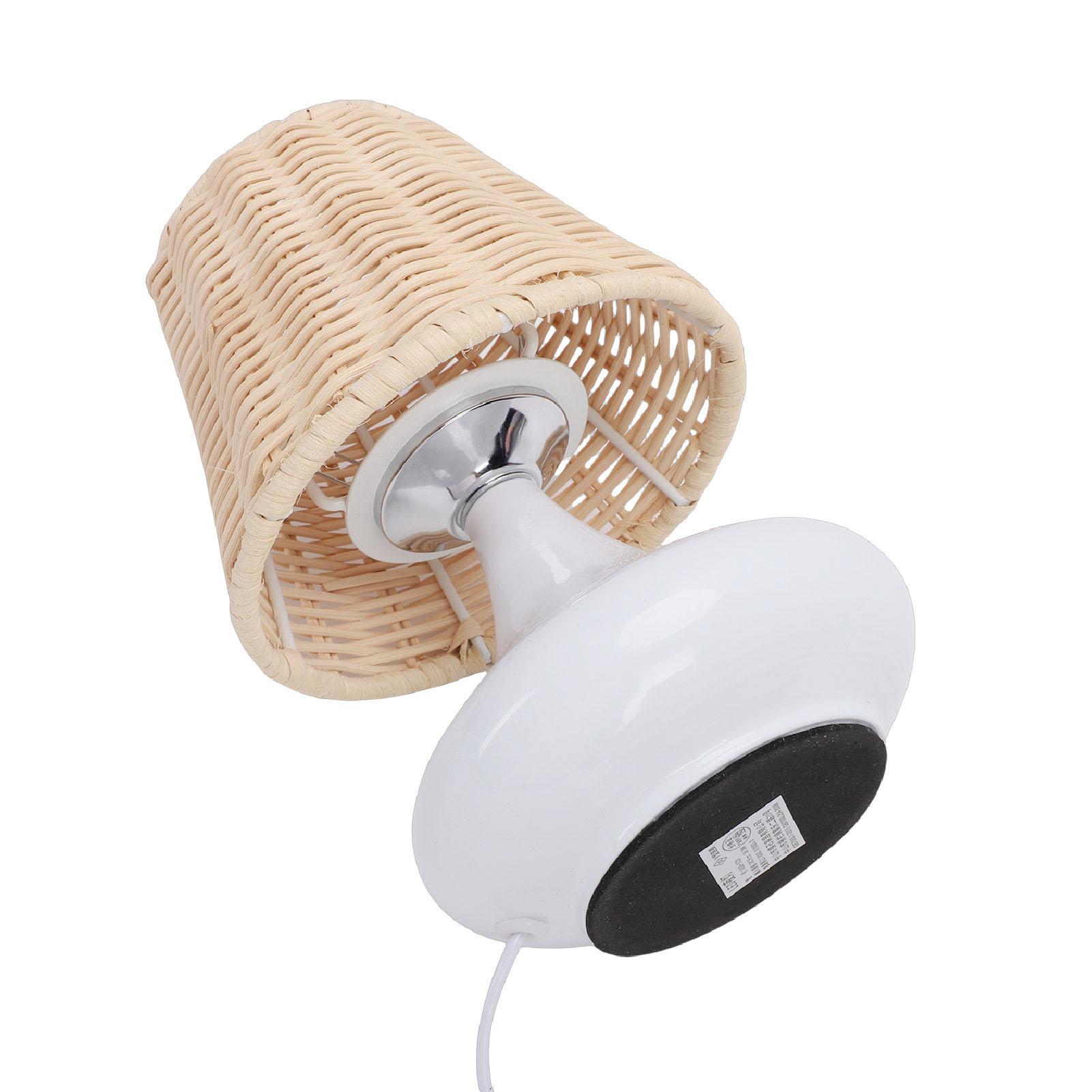 

Rattan Bedside Table Lamp Vintage Bambusoideae Woven End Table Lamp for Bedroom Living Room