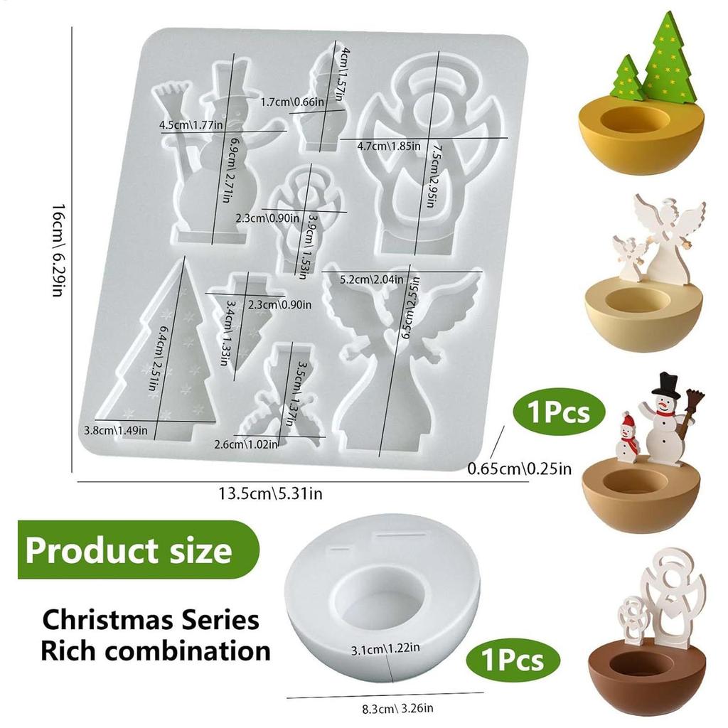 Candlestick Holders Mold Gypsum Mould Christmas Silicone Mold for Resin Casting for Crafts Handcraft Home Decoration Holiday