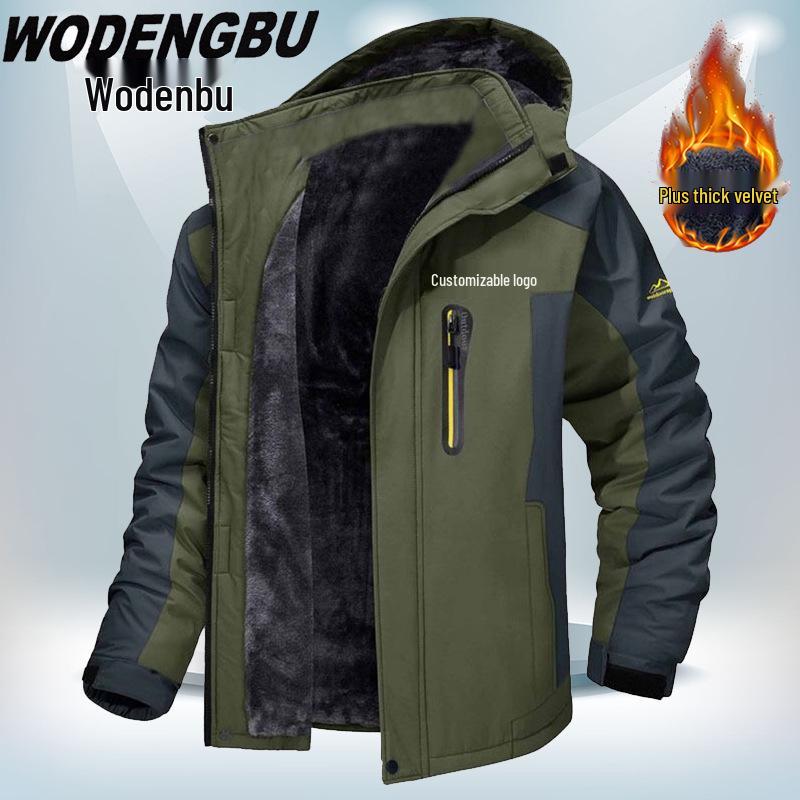 Herren Winter Fleecegefütterte Winddichte Baumwolljacke mit individuellem Logo