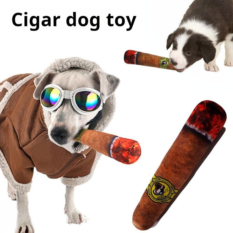 Popular Dog Sound Toy Orange Simulation Cigar Plush Pet Toy 25*6*4cm Dog Handsome Squeaky Toy Dog Cute Training Toy