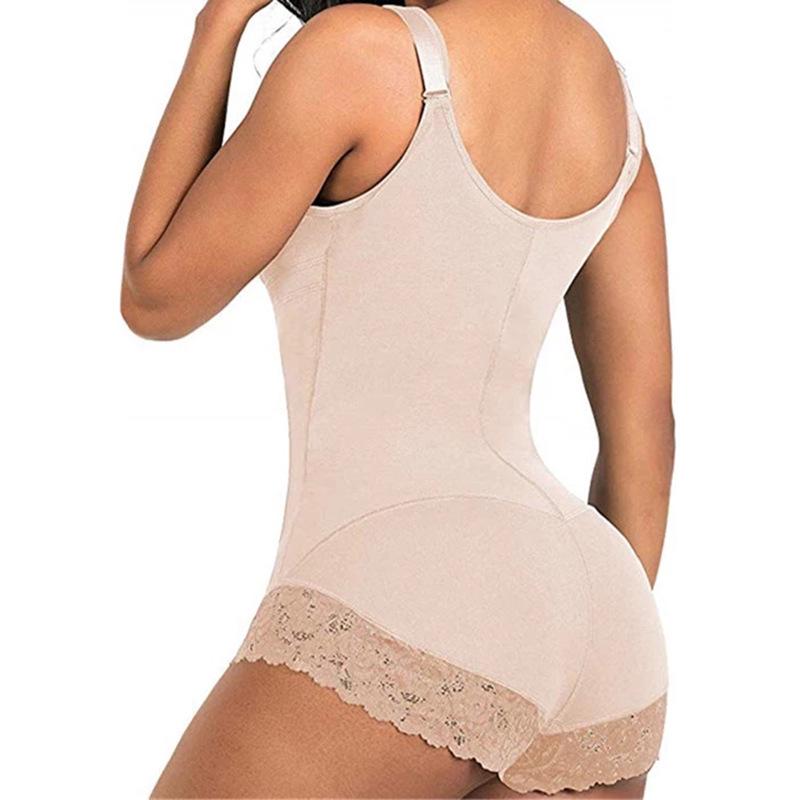 Cross-Lace Zipper Body Shaper with Slimming Control Straps