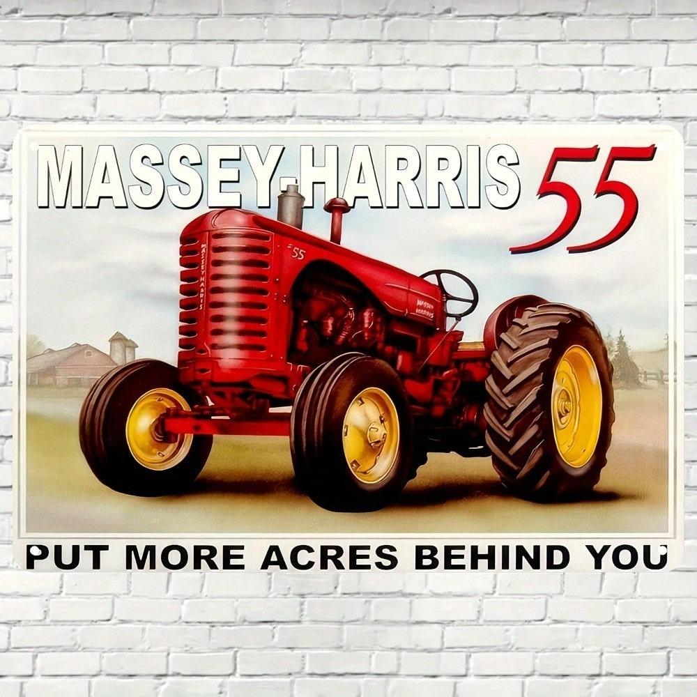 Vintage Massey Harris Tractor Metal Tin Sign Farmhouse Rustic Wall Art Garage Man Cave Bar Decor