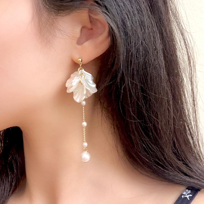 White Petal Long Tassel Earrings Female, Fashionable Temperament Earrings, Fairy Spirit Flexible And Versatile Earrings