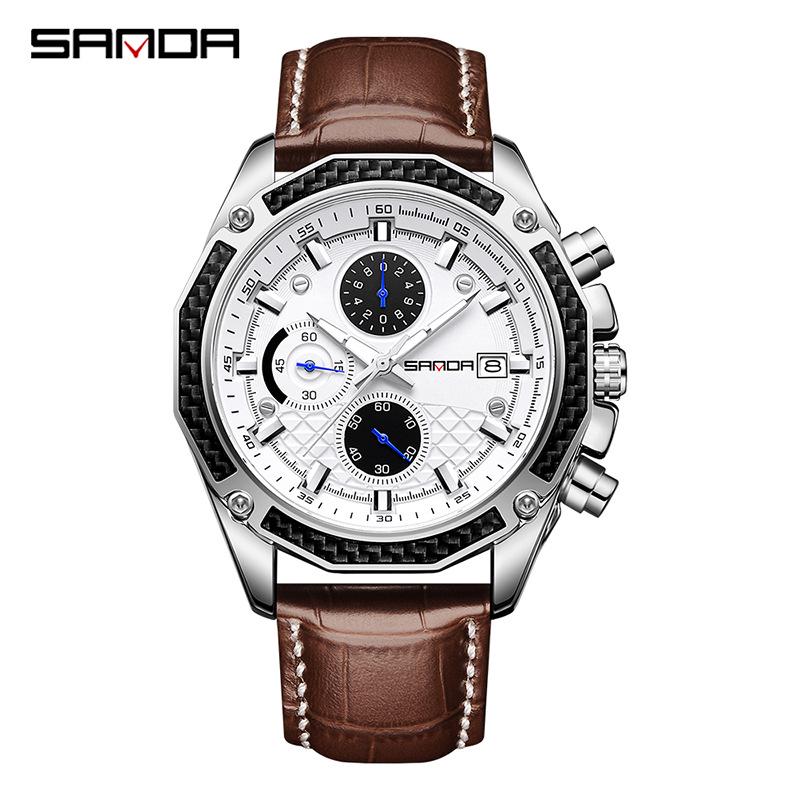 Sanda Men s Three-Eye Quartz Watch with Calendar - Classic  Trendy Fashion Timepiece