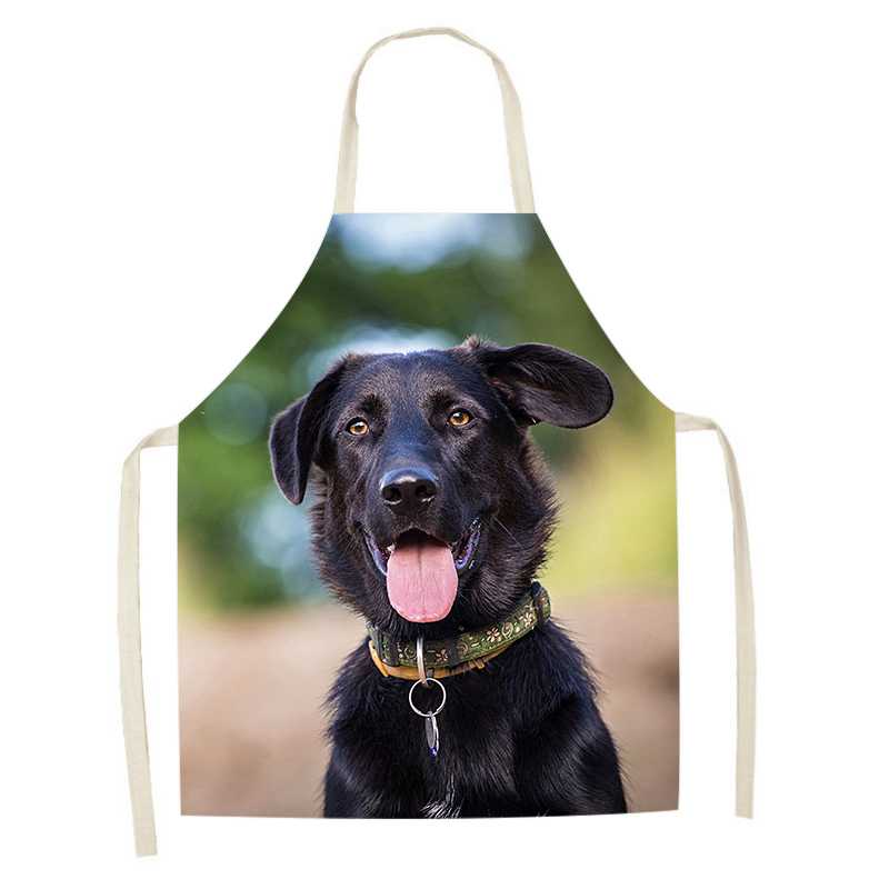 Bakery Cooking Kitchen Apron Cute Dog Pattern Printed Apron Women's Sleeveless Linen Apron Men's and Women's Children's Bibs