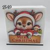 Rustic Farmhouse Napkin Holder Wooden Christmas Holder, Gingerbread Man And Deer Design, Holiday Party Countertop Organizer Decorative Vertical Paper