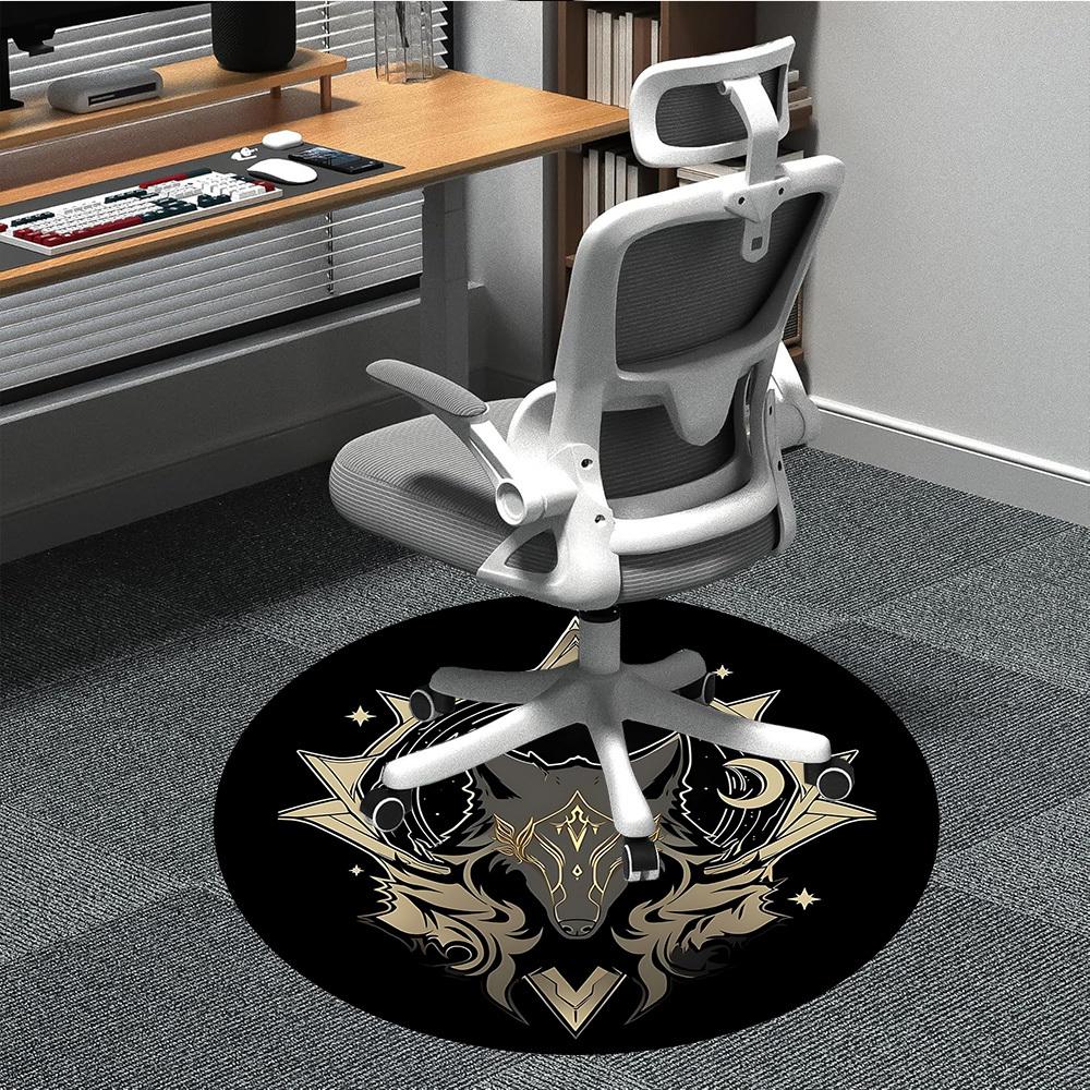 1pc Wolf Moon Office Round Area Rug, Under Office Chairs Bedroom Living Room Home Decor, Room Deco, Available in Various Sizes
