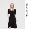 Women's Summer Triacetate Pleated Little Black Dress with Irregular Hem