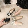Women's Autumn New Square Toe Loafers,Soft Bottom Non Slip Slip On Comfortable Bean Shoes