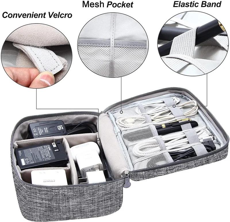 Portable Digital Storage Bag Waterproof Electronic Organizer Travel USB Cable Data Line Charger Plug Charging Treasure Box Bag