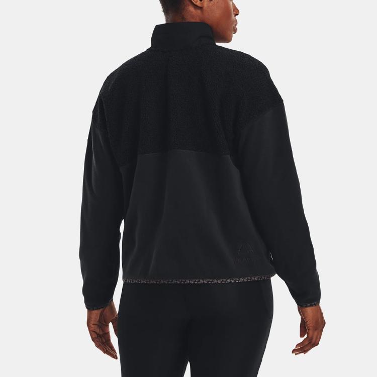 Under Armour Polartec Maxx Solid Zip Neck Sports Jacket Women Jackets Black 1373291-001