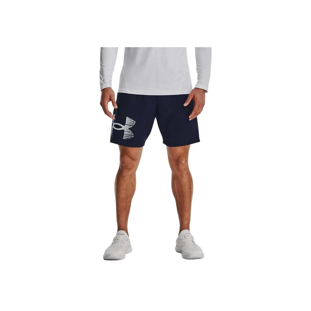 Under Armour Logo Print Mid-Rise Breathable Casual Shorts Men Shorts Navy-Blue 1377139-410