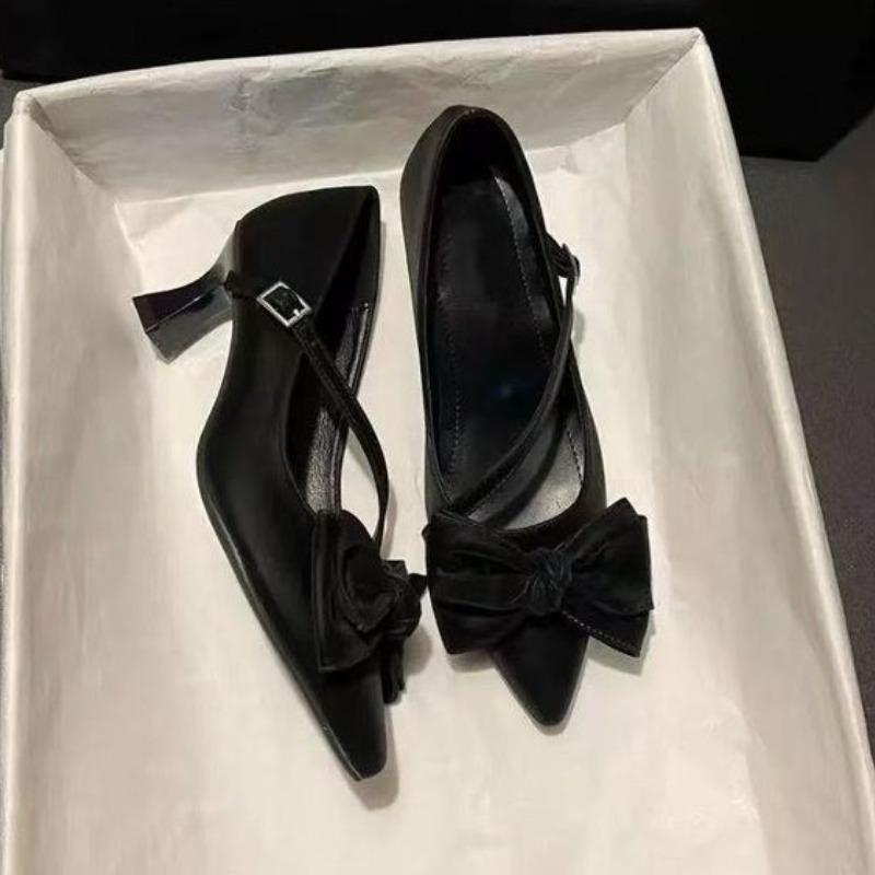

Туфли-лодочки женские на высоком каблуке, элегантные сандалии на каблуке с острым носком, летние 2025, модная обувь для вечеринок, новые туфли-лодочки Mujer De Sandalias 35 чёрный